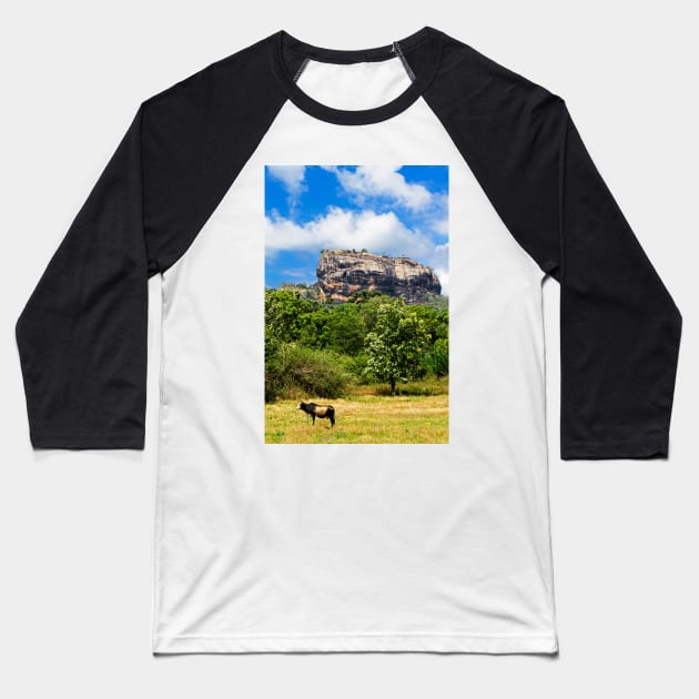 Sigiriya Rock & Cow Baseball T-Shirt by bulljup